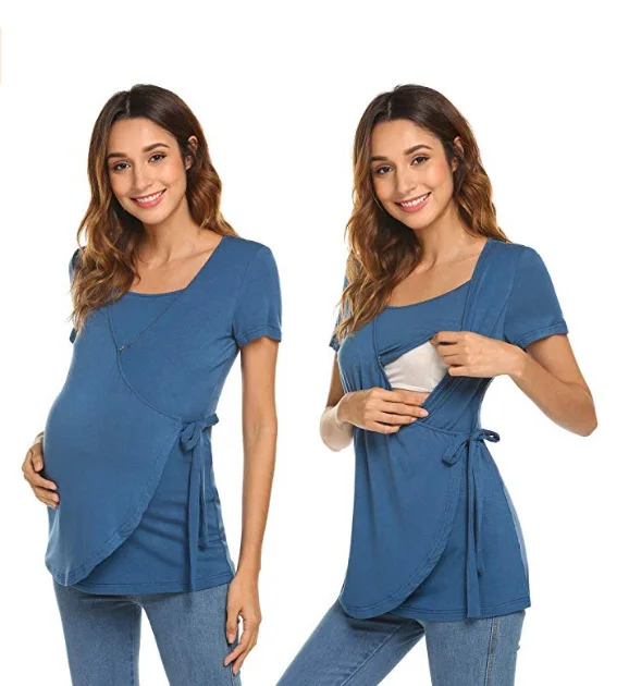 Одежда для беременных футболка для кормления грудью одежда для беременных и кормящих женщин Одежда для беременных Топы футболка с коротким рукавом