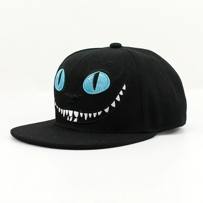 

New Arrival Cheshire Cat Embroidery Baseball Cap Men Women Cute Smiley Sports Sun Hat Snapback Adjustable Hip Hop Gorras MZ0062