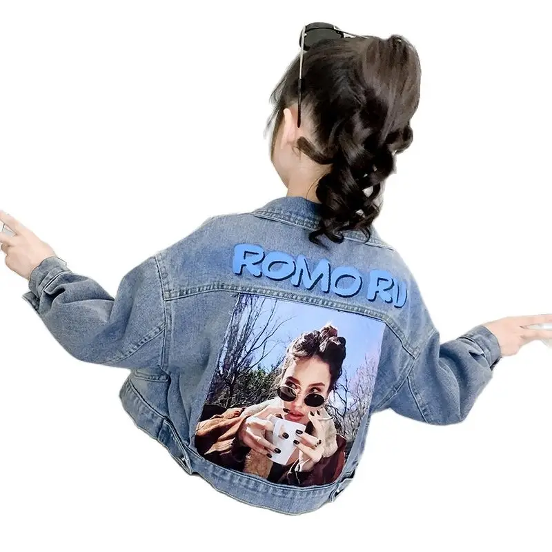 Autumn Kids Denim Jacket Short Style Casual Toddler Girls Cardigan Jean Outfits Jackets Coat Teenage Girl Clothes Tops 12 | Детская