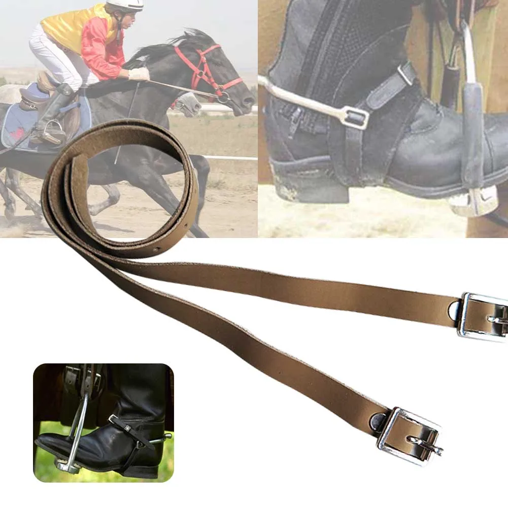 2 Pcs Equipment Outdoor With Buckle Protective Accessories Sports Horse Riding Durable Training Long PU Leather Solid Spur Strap