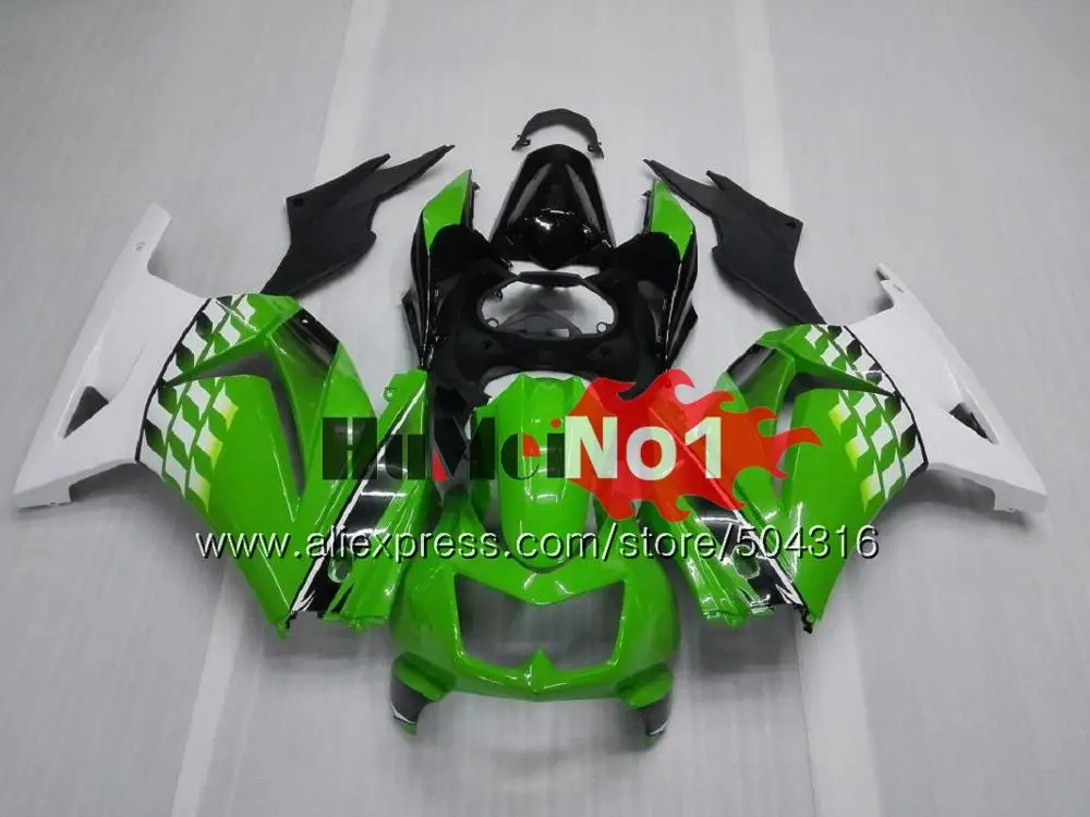 Комплект для KAWASAKI EX250 ZX250 R EX250R 10MC образования легкой пены. 3 ZX EX 250 250R ZX250R 2008 2009 2010 2011 2012 08 09, 10, 11, 12, зеленого и белого цветов обтекатель - Цвет: No. 4