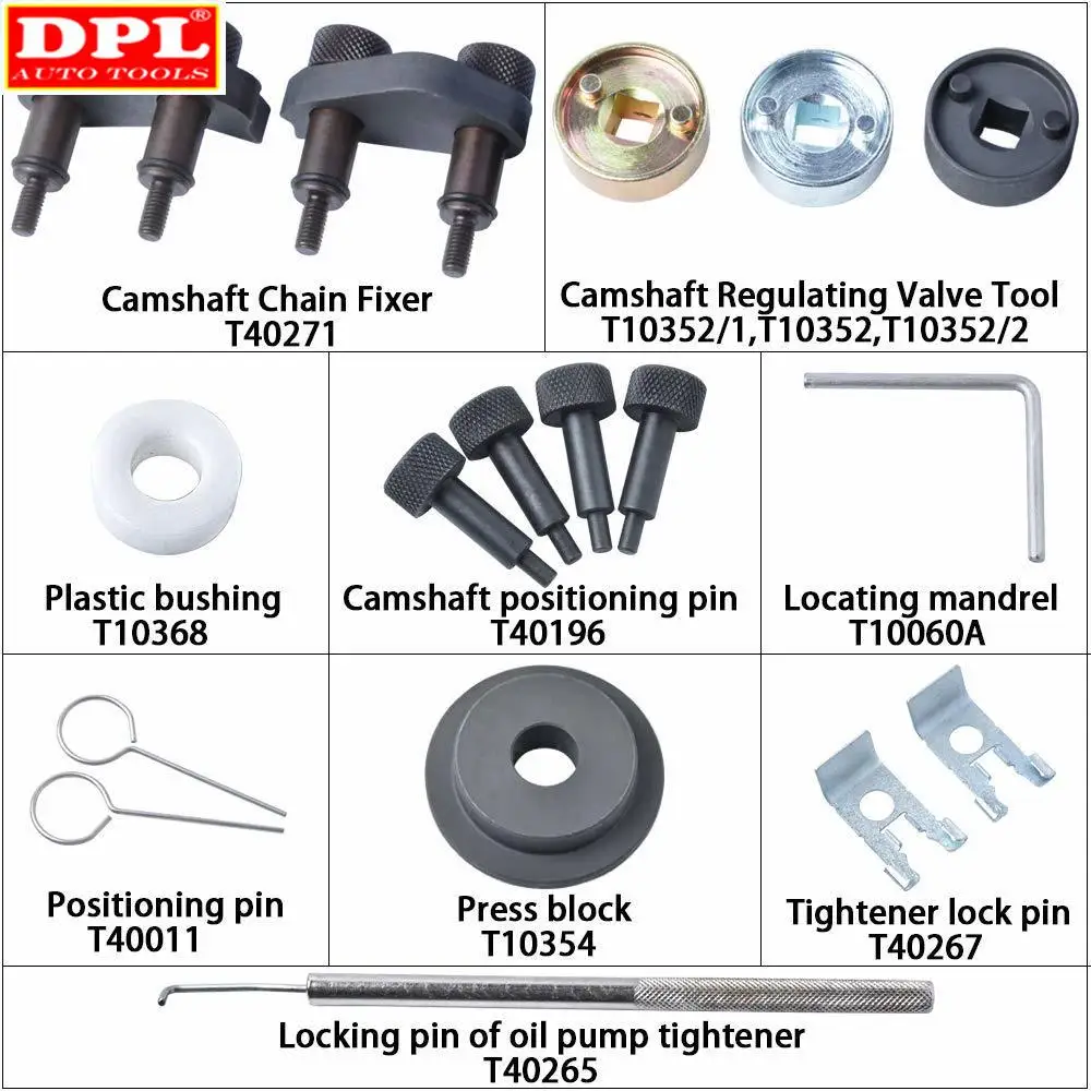 EA888 комплект инструментов синхронизации двигателя для VAG VW Audi Seart Skoda 1,8 T 2,0 T распределительный вал синхронизации T10352 T40196 T40271 T10368 T10354