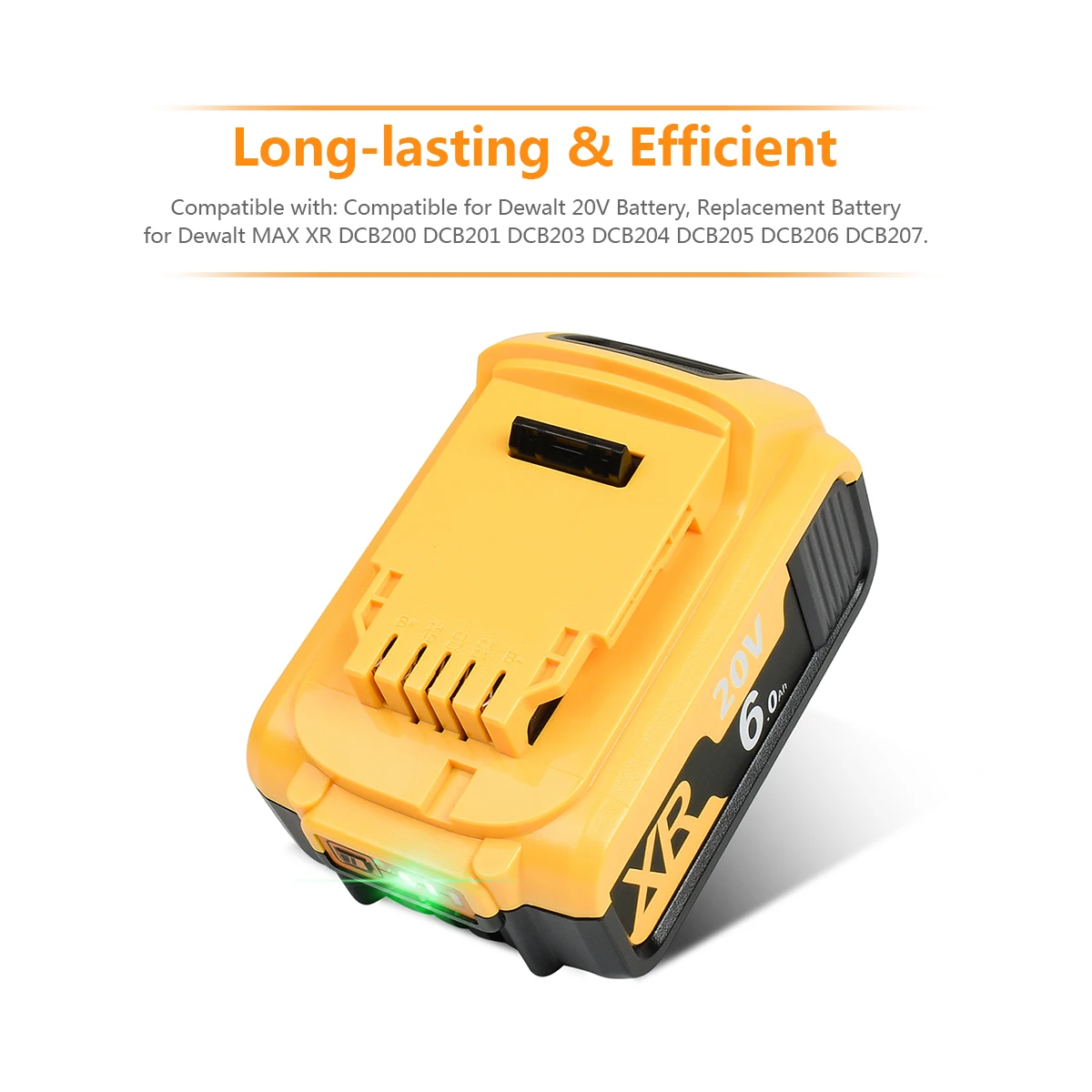 Powtree 4000/6000mAh 18V/20V for Dewalt Power Tool Battery for DCB180 DCB181 DCB182 DCB201 DCB201-2 DCB200 DCB200-2 DCB204-2