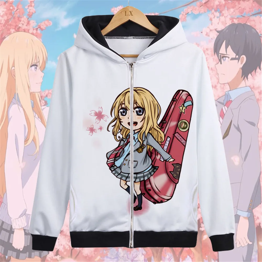 Style5 Костюм для косплея с надписью «Your Lie in April», пуловер с принтом «Miyazono Kaori», толстовки с капюшоном, Arima Kousei, мужская и женская флисовая толстовка унисекс на осень - Цвет: Style5