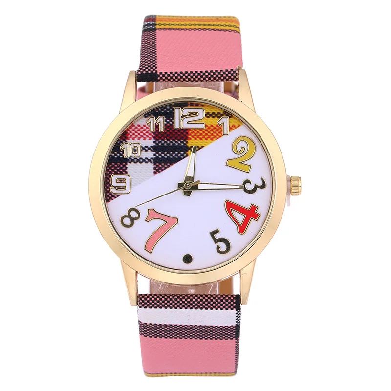 

2016 New Style Plaid Decorative Pattern Fashion Quartz Watch Casual Leather Pin Buckle Watch Strap Wechat Business Supply of Goo