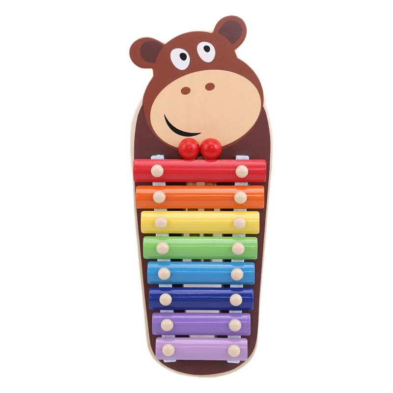 brown bear Красочные деревянные животные стук на пианино Игрушка Головоломка раннее образование музыкальный инструмент Октава стук на фортепиано Музыкальная игрушка - Цвет: brown bear