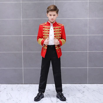 

High-end Europe Palace Style Retro Boy Suit Blazer Christmas Tassel Military Dress Prince Stage Performance Court Costume Coat