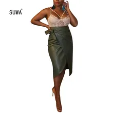 2 стиля твердые ПУ Высокая талия OL юбки горячие новые модные уличные костюмы для хипстеров ночной клуб Офис Женские хип юбки