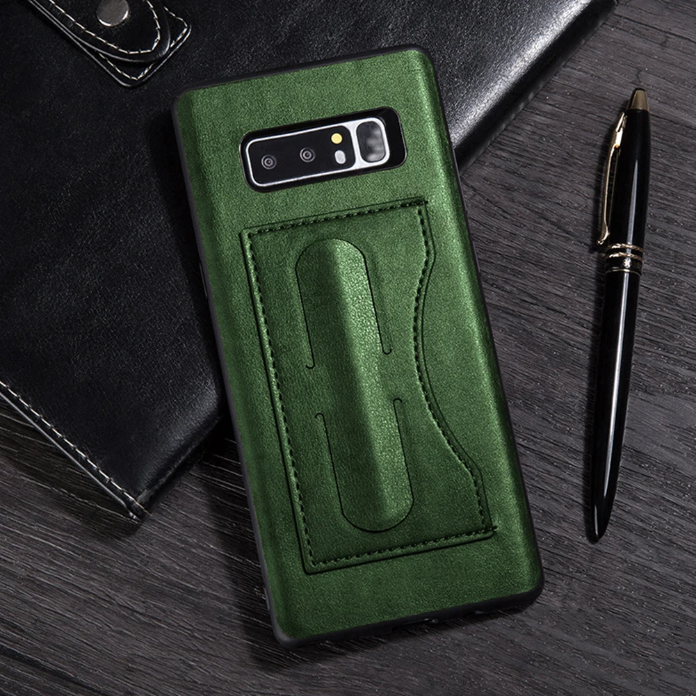 

Leather Holder Case for Samsung Galaxy Note 10 Plus 5G Invisible Desktop Stand Shell for Note 10 Portable Card Slot Storage Capa