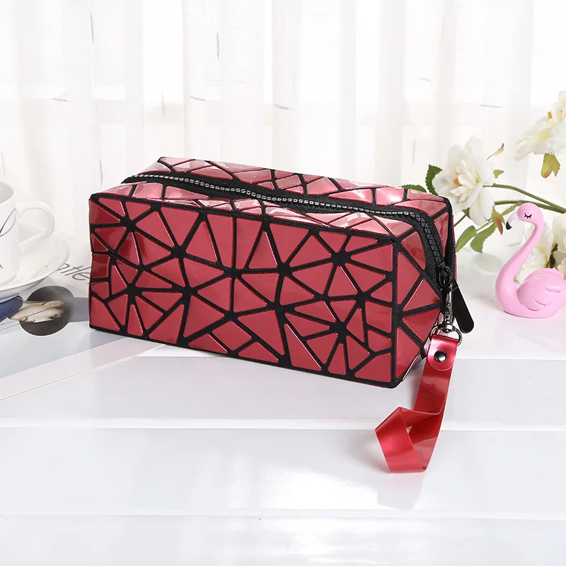 LOVEVOOK, женская косметичка, косметички для женщин, Геометрическая кубовидная сумка, органайзер для путешествий, детский чехол для хранения карандашей, кошелек, сумка - Цвет: Burgundy
