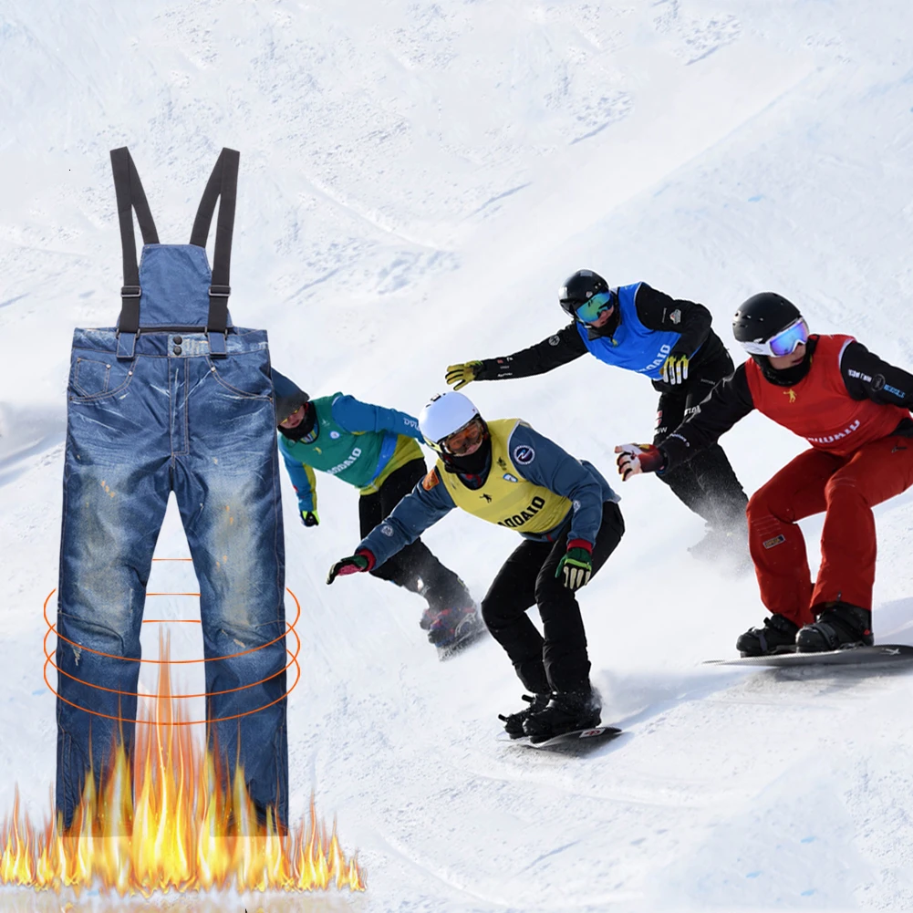 Лыжные штаны для мужчин/женщин, для улицы, высокое качество, ветрозащитные, водонепроницаемые, теплые, пара, зимние брюки, зимние, сноуборд, подтяжки, джинсы