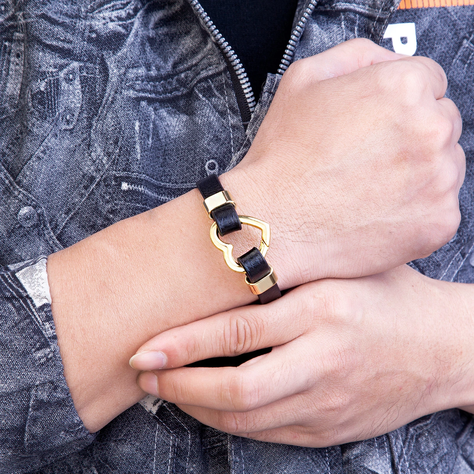 Trendy Genuine Leather Men's Women's Jewelry Gold Color Metal Round Spring Clasp Simple Leather Rope Bracelet Gifts bracelet jewelry