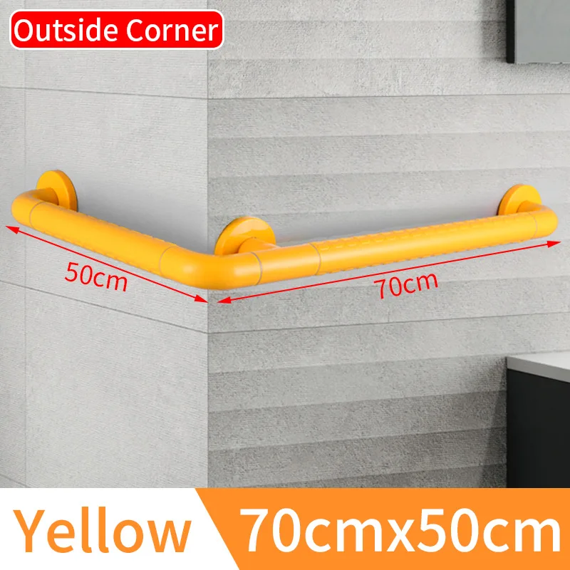 Безбарьерные поручни из нержавеющей стали для ванной комнаты, поручни для душа для пожилых людей, инвалидов, противоскользящая безопасность для ванной, ручка, настенное крепление - Цвет: Yellow-70x50cm