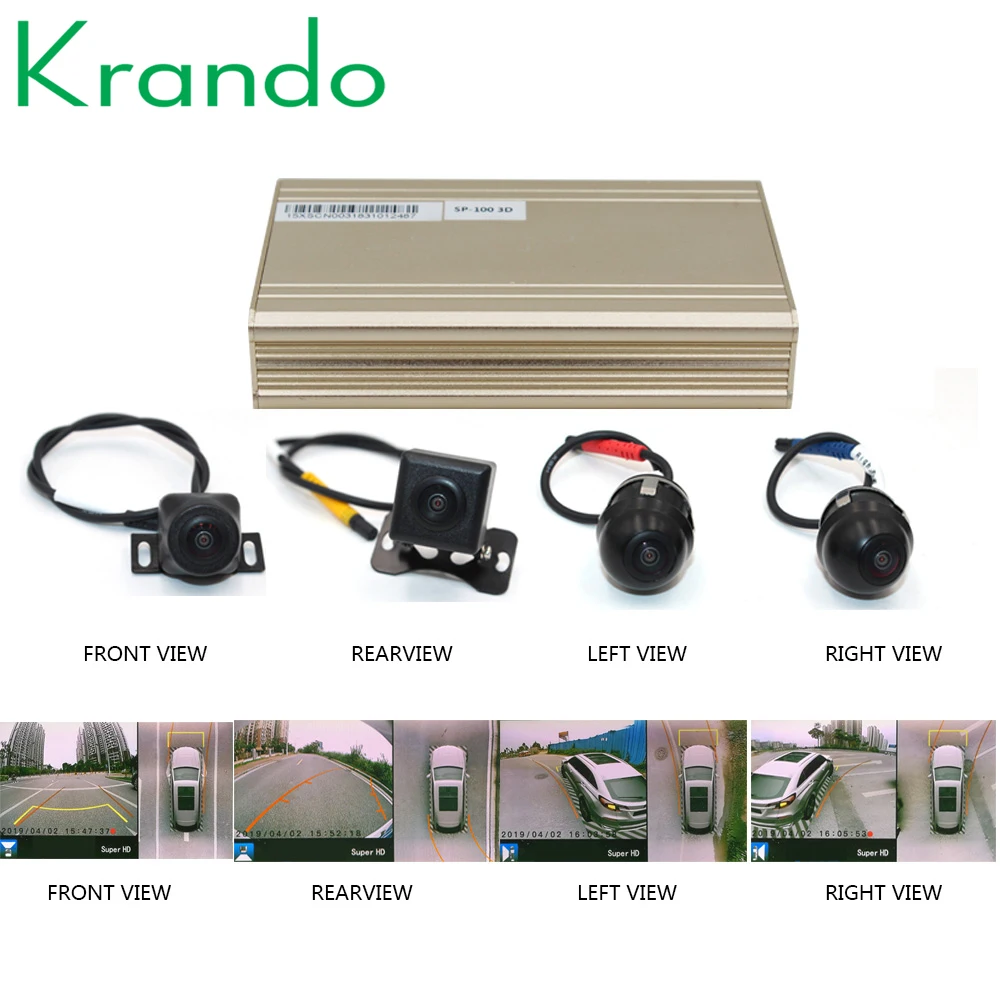 Cheap car Krando 1080P 3D 360 camera Degree bird View System Panoramic View All round Camera with DVR driving Surround recoder 4