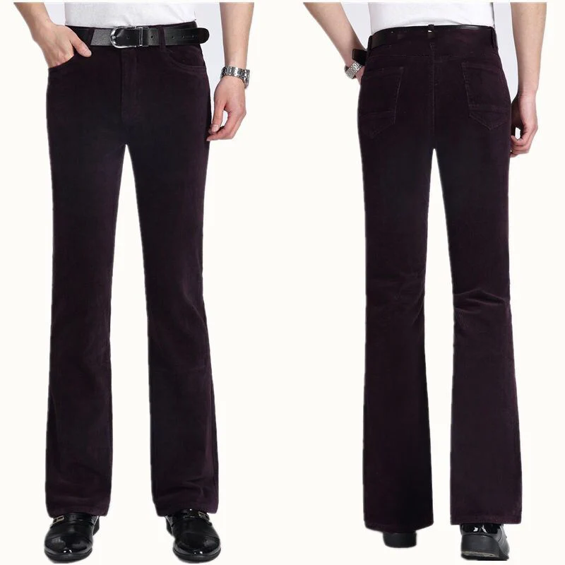 Men's Casual pants Autumn and Winter New Thick Men's Casual pants Purple Corduroy Male Loose Corduroy FIared