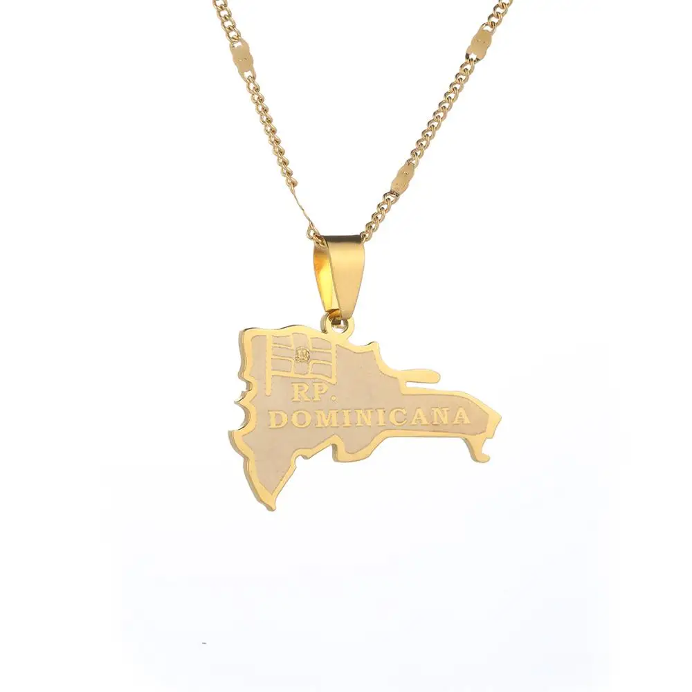 

Stainless Steel The Dominican Republic Map Pendant Necklace Map of Dominican Charm Jewelry