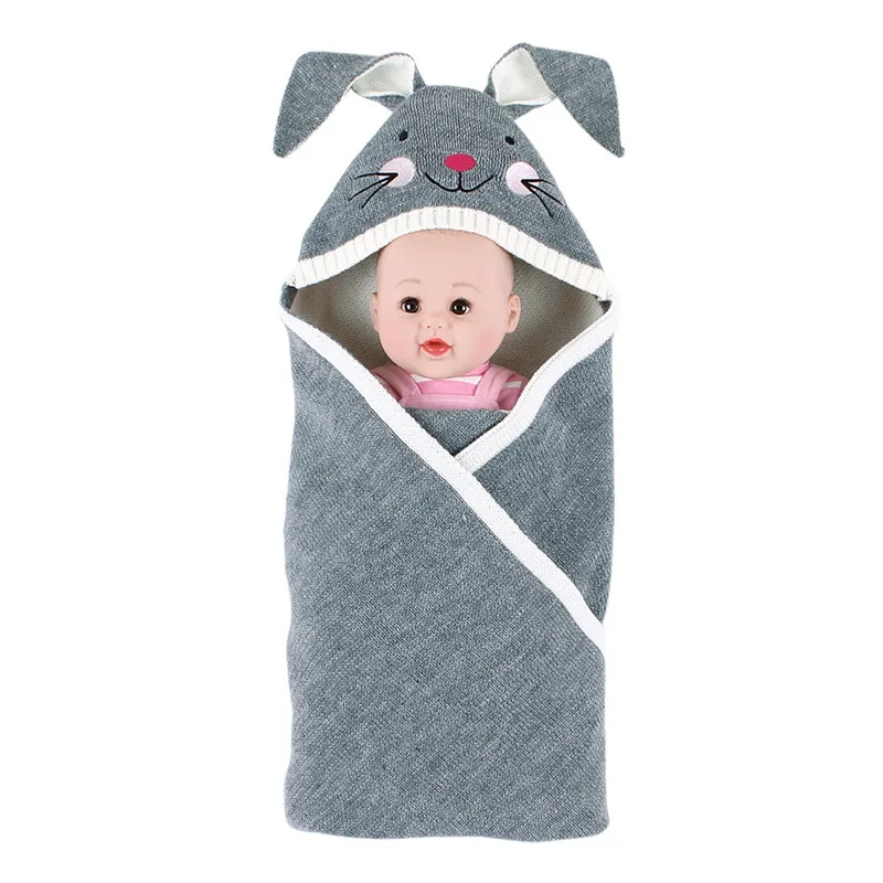 Baby stroller sleeping bag Winter Newborn Baby Warm Cartoon Knitt Swaddle Hooded Blankets Wrap Sleeping Bag baby blanket #4O22 (24)