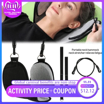 

Portable hammock set for adults neck headrest office stretcher relieves travel souvenir foam pillow + mask accessories hammock