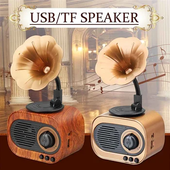 

Mini FM Radio Loudspeaker Retro Wireless Phonograph Wooden Handsfree Portable Boombox Subwoofer bluetooth Speaker Broadcaster