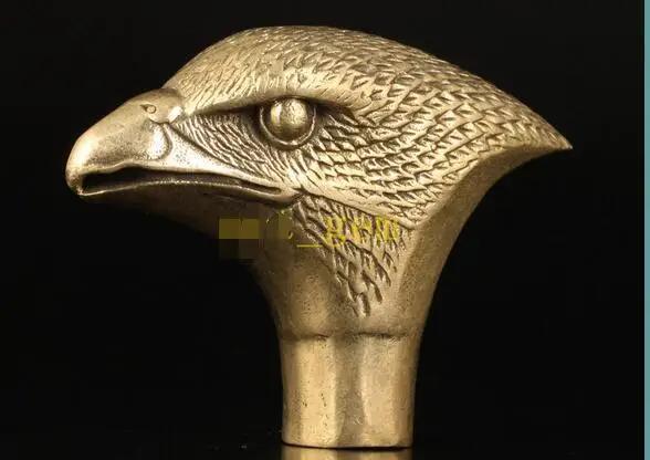 

100% латунь чистая медь латунь дедушка на удачу китайская винтажная старинная латунь трость «Орел» трость для ходьбы головная ручка украшение