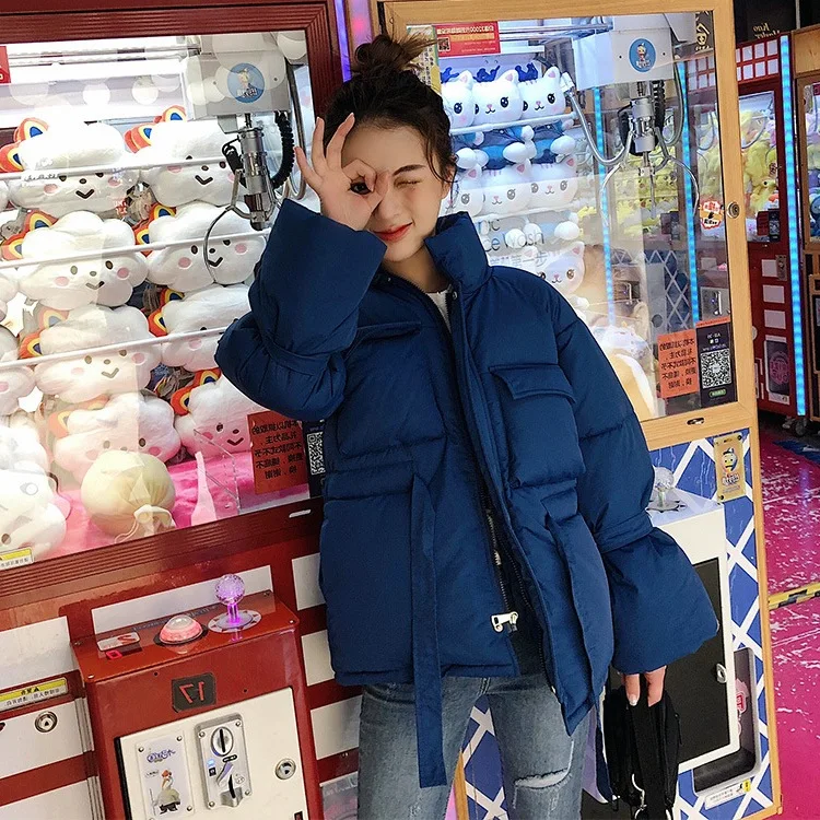 

Hipster Short Cotton-padded Clothes Women's Korean-style Loose-Fit Drawstring Waist Hugging down Jacket Cotton-padded Clothes Fa