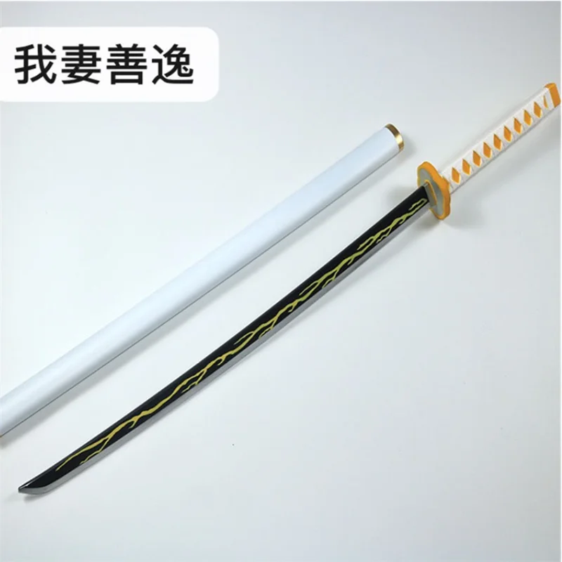 Kimetsu no Yaiba espada arma demonio asesino Agatsuma Zenitsu Cosplay espada 1:1 Anime Ninja cuchillo PU 104cm arma Prop