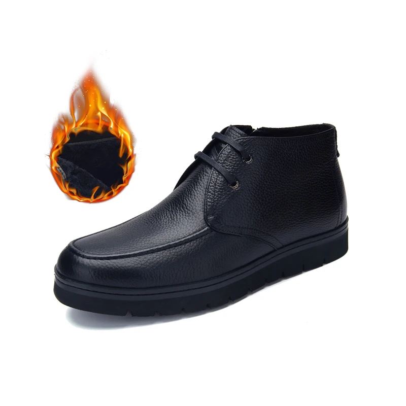 Jackmiller/Мужская обувь; зимние ботинки; мужские ботинки из коровьей кожи высокого качества; Натуральная шерсть; теплые удобные повседневные ботинки на толстой подошве; цвет черный, темно-синий
