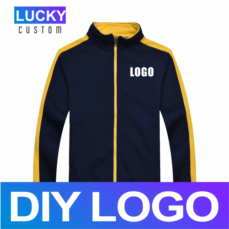 

LUCKY 2020 autumn and winter thickening high quality stand collar zipper sweater jacket personal company group custom LOGO