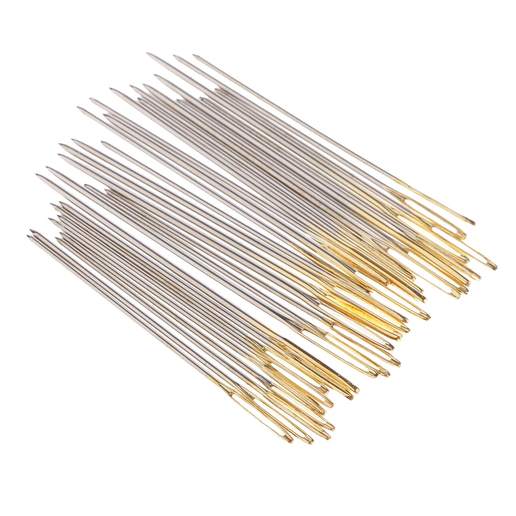 30Pcs Large Knitting Sewing Needles Gold Eye Cross Stitch Tapestry Needles for Beginners Adults