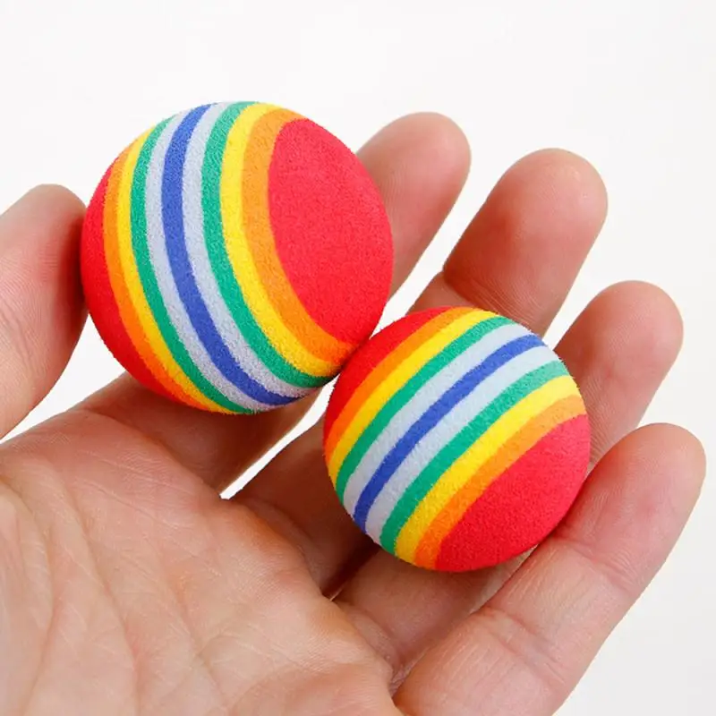 Rainbow Ball Pet Toys Colorful Foam Fetch Balls Soft Interactive Cat Dog Chew Balls EVA Ball Non-toxic Training Supplies