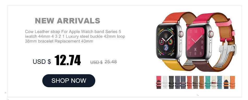 Ремешок для Apple watch 42 мм сменный Браслет из натуральной кожи 44 мм с безопасной металлической застежкой Пряжка для iwatch 5 Sport Edition коричневый