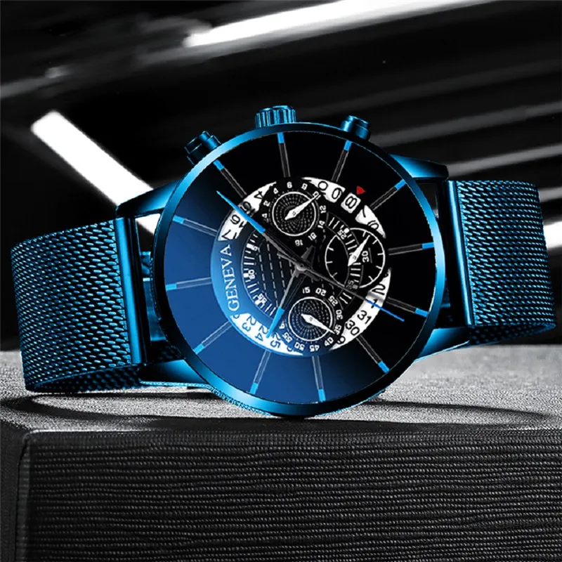 1 шт. мужские часы Reloj Hombre Relogio Masculino из нержавеющей стали с календарем кварцевые