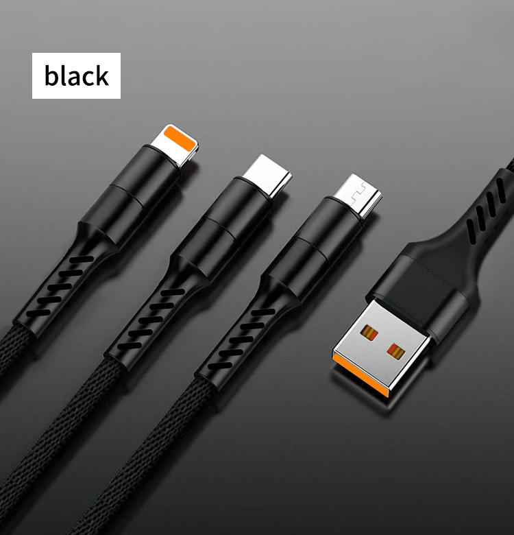 3 in 1 Usb Cable Type C 8 Pin Micro Mobile Phone Cables For Huawei Mate 30 iPhone 11 X Xs 8 7 6 Samsung S9 S8 Fast Charging Cord