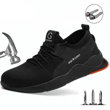 Страхование труда обувь повседневная обувь безопасности анти-Убойные удар с дезодоратором дышащие устойчивое к маслам Non-Slip Сталь носок Кепки Рабочая обувь