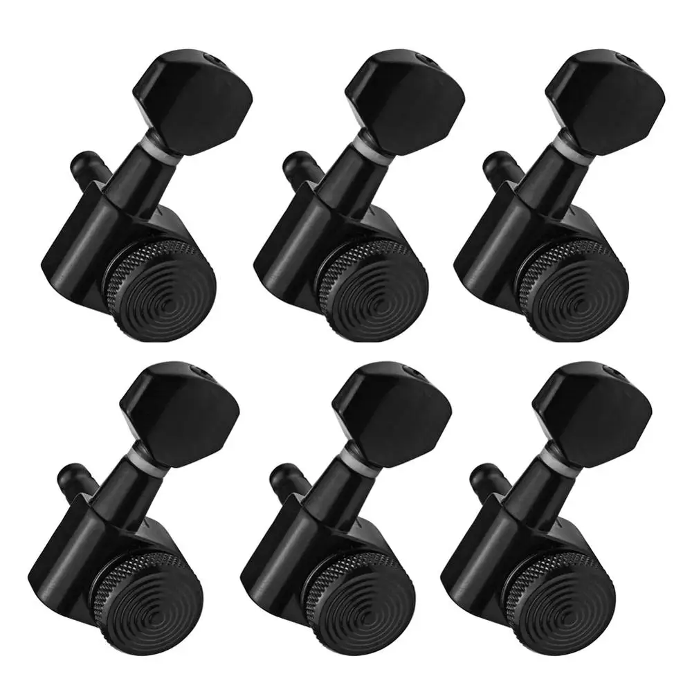Pegs-Machine-Heads Tuners Guitars-Accessories Peg-Locking Gear-Ratio Tuning Black 6R