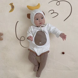 Costume de Cosplay Ins pour bébé, vêtements de printemps, mignon, Triangle, barboteuse, singe, banane, combinaisons de sortie, nouveau né de 3 à 24 mois 