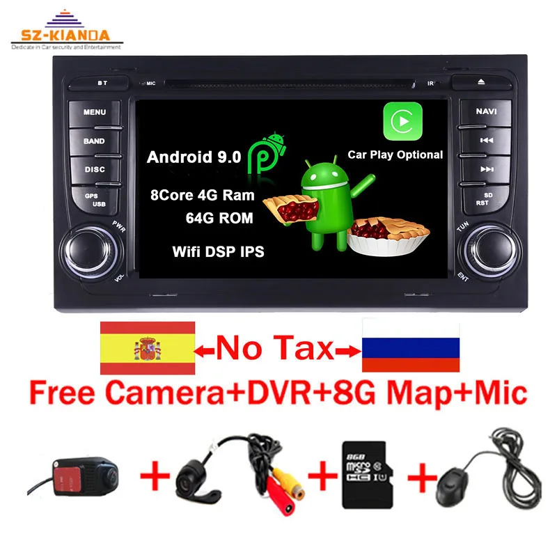 Android 9,0 автомобильный gps-навигатор для Audi A4 B6 B7 S4 B7 B6 RS4 B7 SEAT Exeo dvd-плеер радио Wifi Bluetooth Автомобильный мультимедийный плеер - Цвет: 8Core 4G Ram 64G ROM