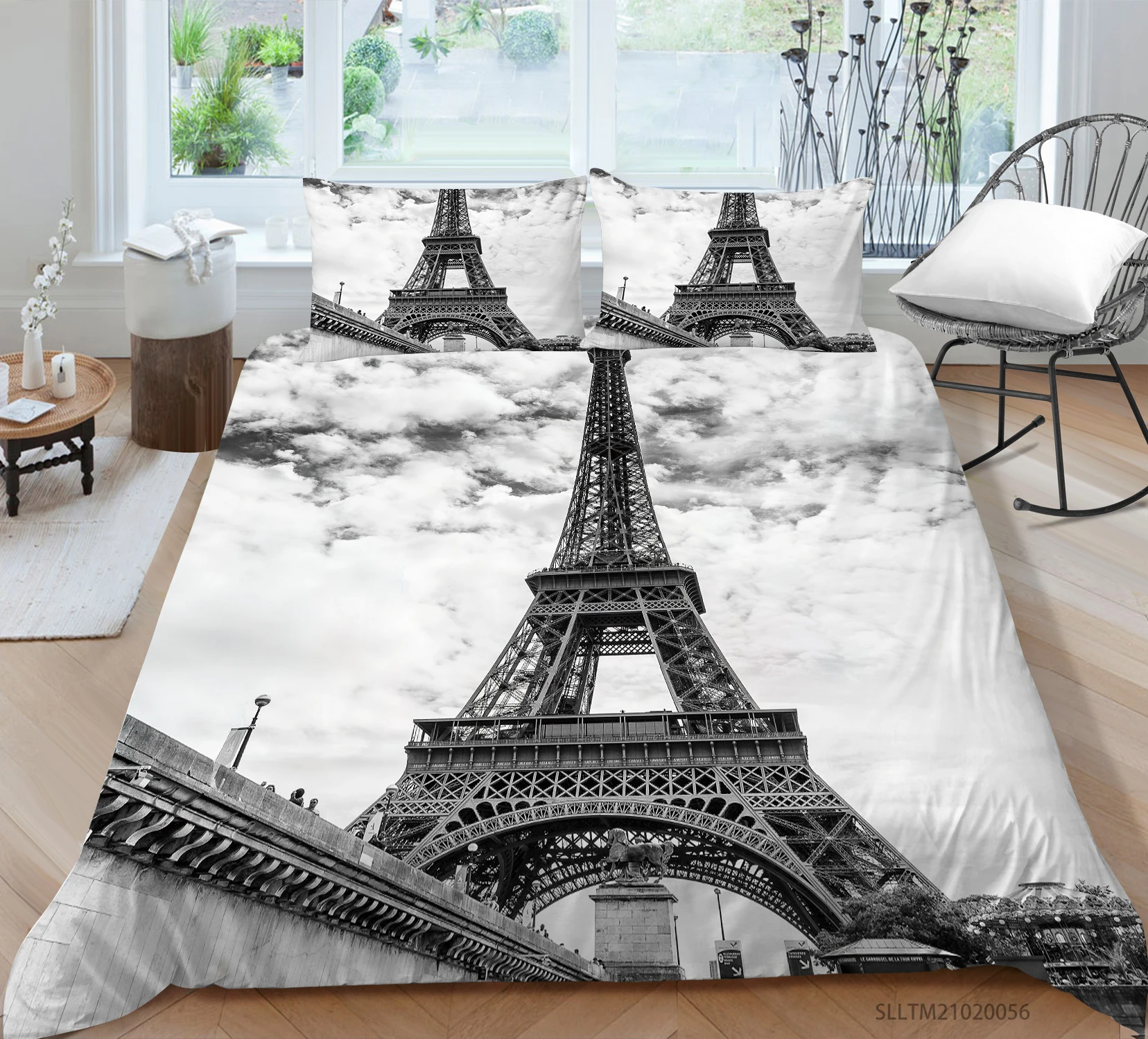 

Hot Style Bedding Set 3d Digital Eiffel Tower Printing 2/3pcs Duvet Cover Set with Zipper Single Twin Double Full Queen King