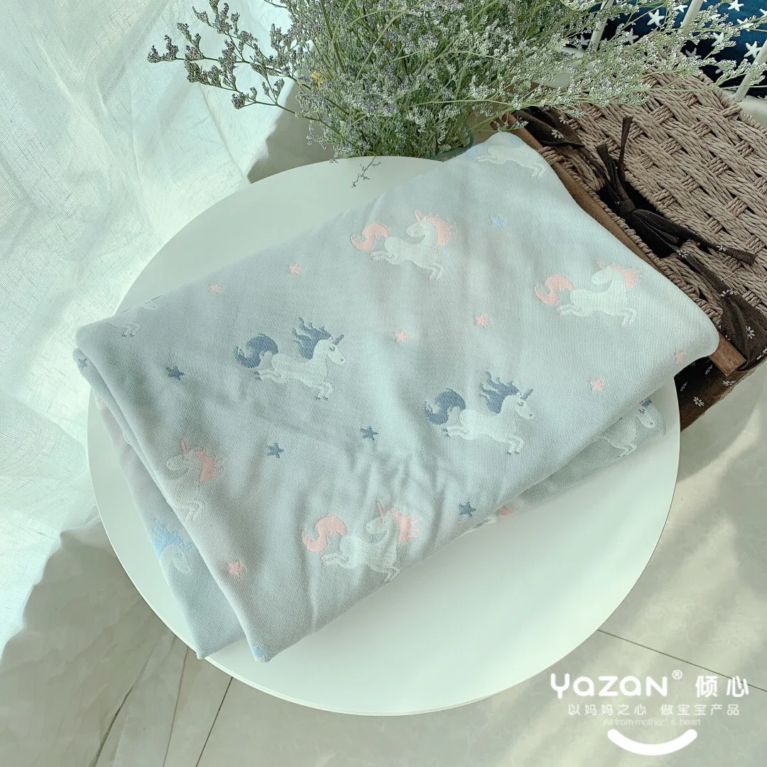 Yazan 110*110 см больше дизайна AB face 6 слоев Высококачественная хлопковая пряжа Мягкая дышащая ткань класса А детское одеяло для кроватки банное полотенце