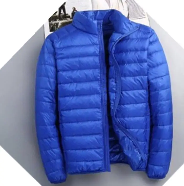 Royal blue Ультра легкий пуховик для мужчин повседневное короткое зимнее пальто для мужчин с длинным рукавом теплая парка плюс размер куртка портативная одежда - Цвет: Royal blue