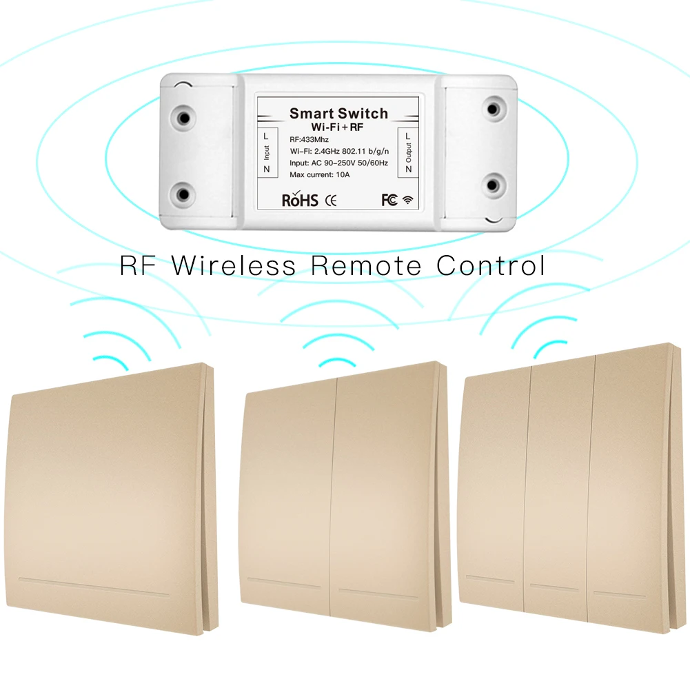 RF433 приемник Wifi Беспроводной RF пульт дистанционного управления умный кнопочный переключатель, приложение Smart Life/Tuya, работает с Alexa Google Home