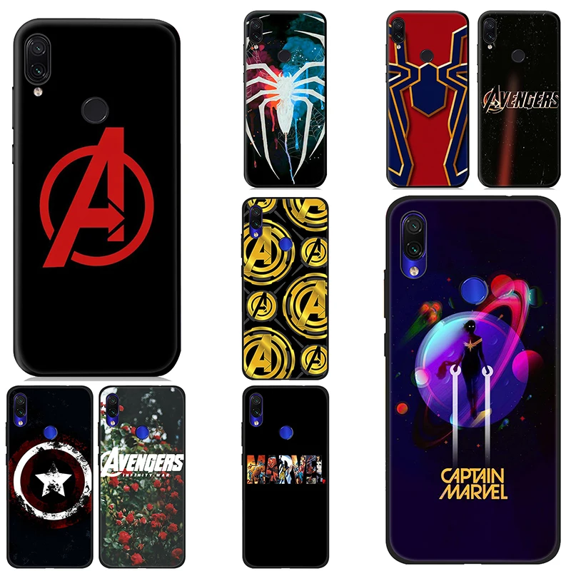 IYICAO Marvels Avengers Comics Black Soft Case for Xiaomi Redmi Note 8 7 6 5 Pro 5A 4X Silicone TPU |