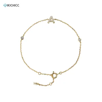 

Kikichicc 100% 925 Sterling Silver Alphabet V M Initial Letter Alphabet Crystal Bracelet Bangle Chain Women Luxury Jewelry
