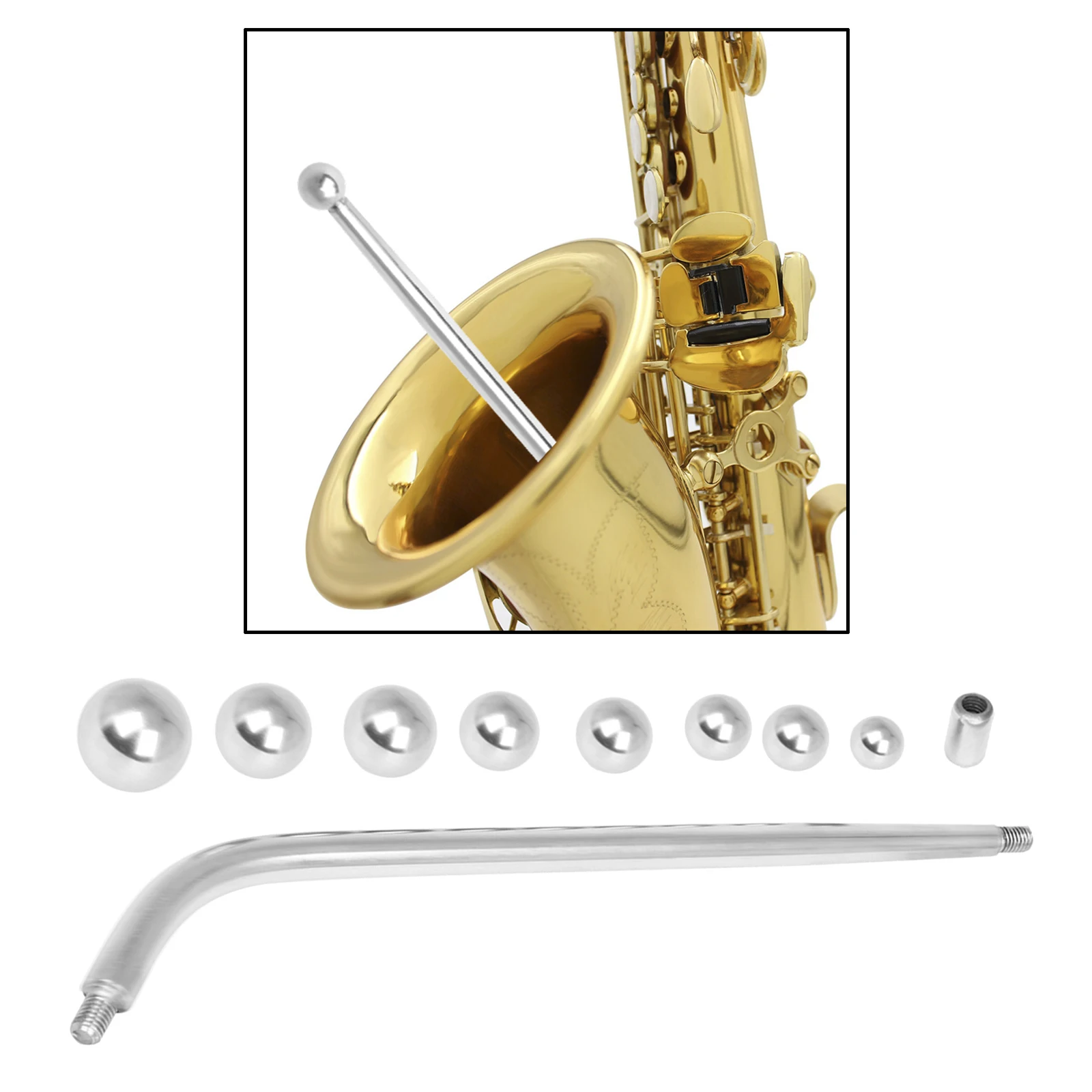 Stainless Saxophone Dent Rods Repair Sax Instrument W/ 9 Beads Accessory