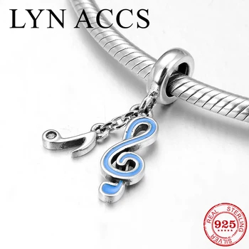 

925 Sterling Silver Happiness music symbol Fine Pendant Beads Jewelry Making fit Original LYNACCS Charms Bracelets Bangles