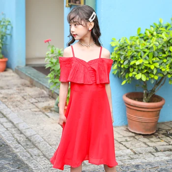 

2020 Summer Elegant Girls Dresses New Arrival Baby Girls Off Shoulder Dress Solid Cute Princess Dresses for Girls, #9032