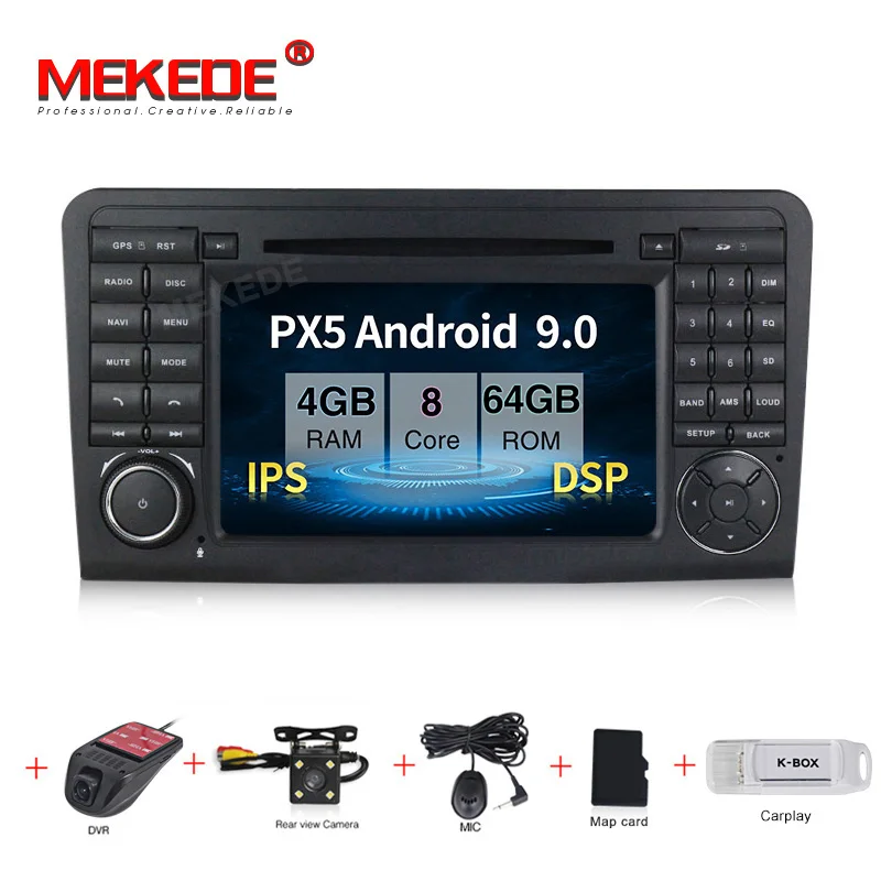 camera DVR carplay PX5 4 Гб+ 64 ГБ Android 9,0 автомобильный мультимедийный плеер для Mercedes Benz ML Class W164 ML300 ML350 ML450 ML500 2005-2011 с DSP ips - Color: camera DVR carplay