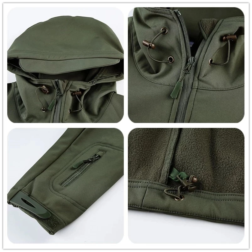 Men\'s Waterproof Tactical Outdoor Hood Coat Jackets Sport Run SoftShell Trekking Fishing Hunting Hiking Camping Winter Tracksuit