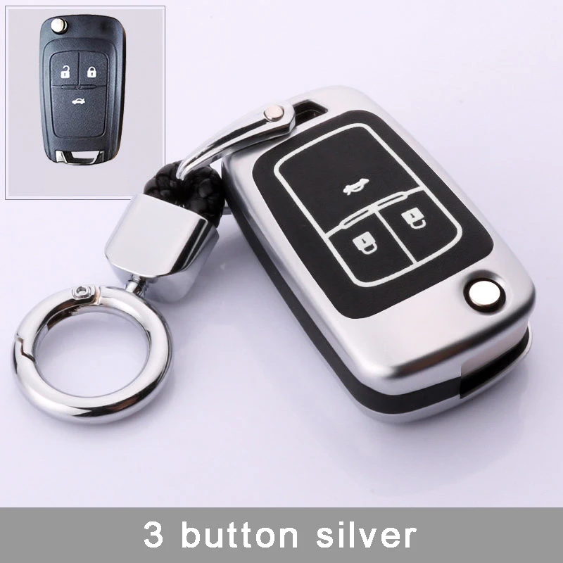 3 Button silver Цинковый сплав чехол ключа дистанционного управления автомобилем чехол для Chevrolet Cruze TRAX Captiva парус вольт OPEL VAUXHALL Insignia Astra Corsa Antara Meriva - Название цвета: 3 Button silver