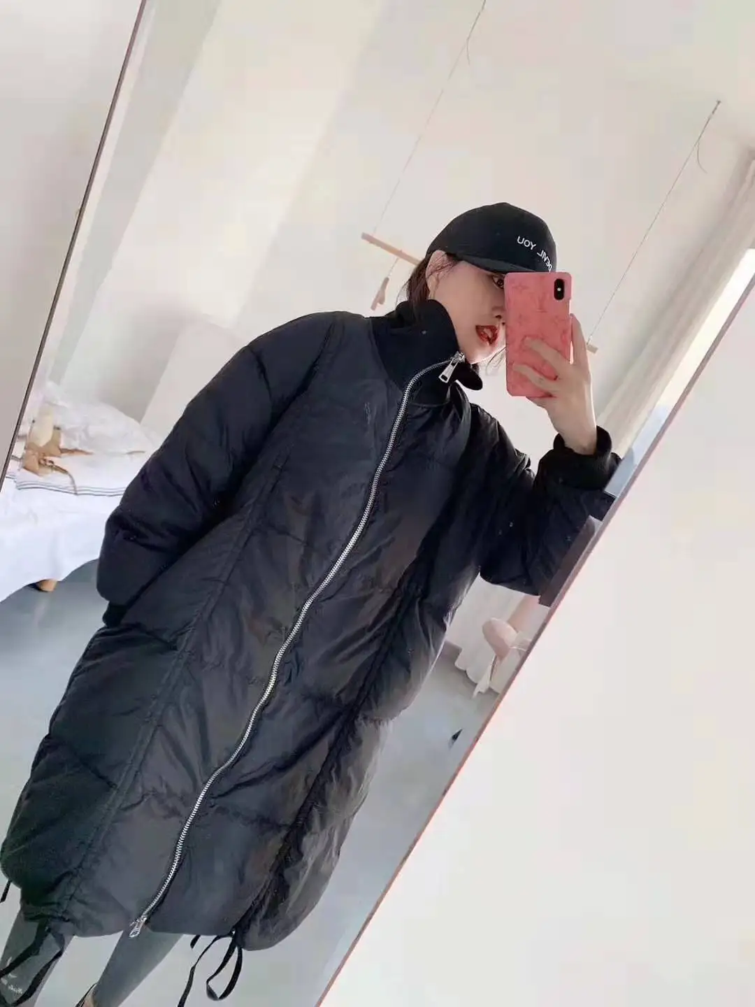 Down Jacket Female Long Parka White Duck Down Coat Autumn and Winter Korean Large Size Thin Loose Down Coat Parka NS1560